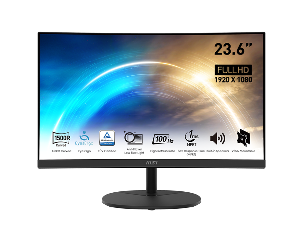 MSI 23,6" PRO MP2412C FHD VA 100Hz HDMI/DP fekete ívelt Business monitor