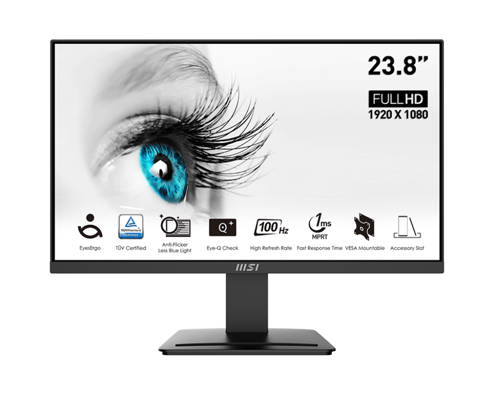 MSI 23,8" PRO MP2412 FHD VA 100Hz HDMI/DP fekete Business monitor (Újracsomagolt)