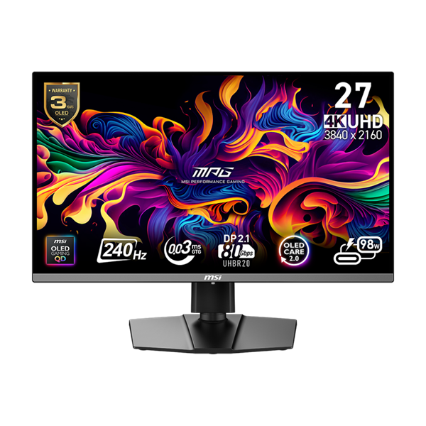 MSI 26,5" MPG 272URX QD-OLED UHD 240Hz HDMI/DP/USB-C gamer monitor