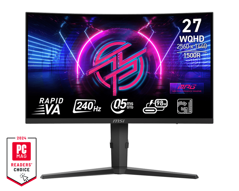MSI 27" MPG 275CQRXF QHD Rapid VA 240Hz HDMI/DP/USB-C ívelt gamer monitor
