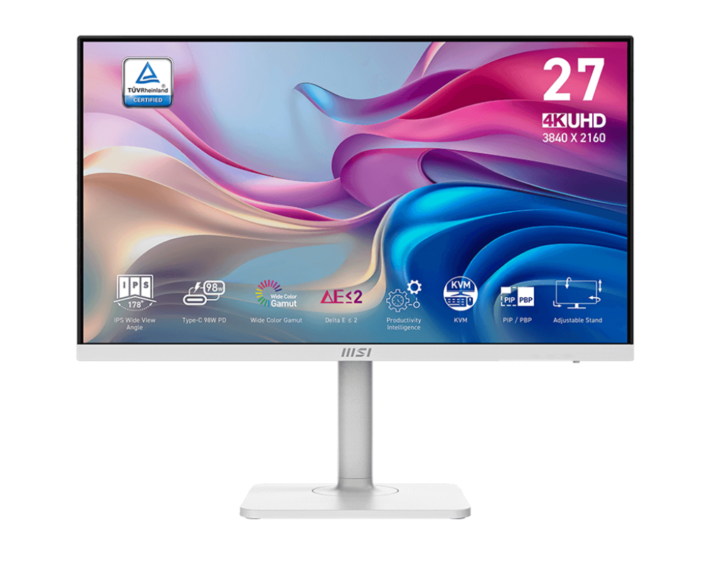 MSI 27" Modern MD272UPHW UHD IPS HDMI/DP/USB-C fehér monitor