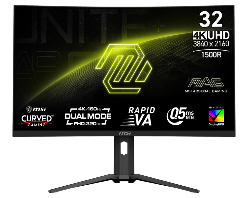 MSI 31,5" 321CUPDF UHD/FHD Dual mode320/160Hz HDMI/DP/USB-C ívelt gamer monitor
