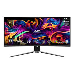 MSI 34" MAG 341CQP UWQHD QD-OLED 175Hz HDMI/DP/USB-C fekete ívelt gamer monitor