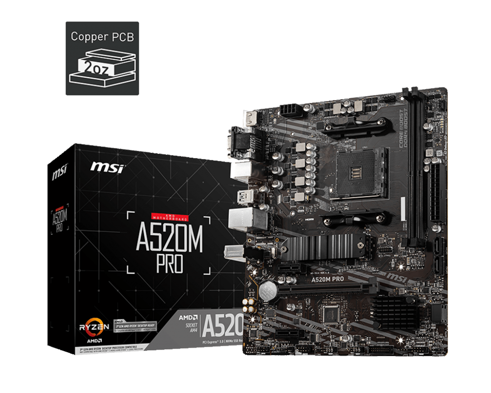 MSI A520M PRO AMD A520 AM4 mATX alaplap