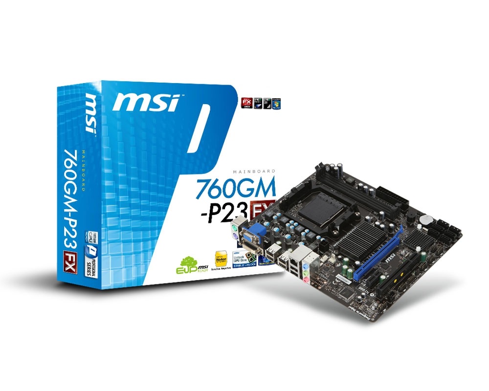 MSI 760GM-P23 (FX)  AMD 760G/SB710 SocketAM3+ mATX alaplap