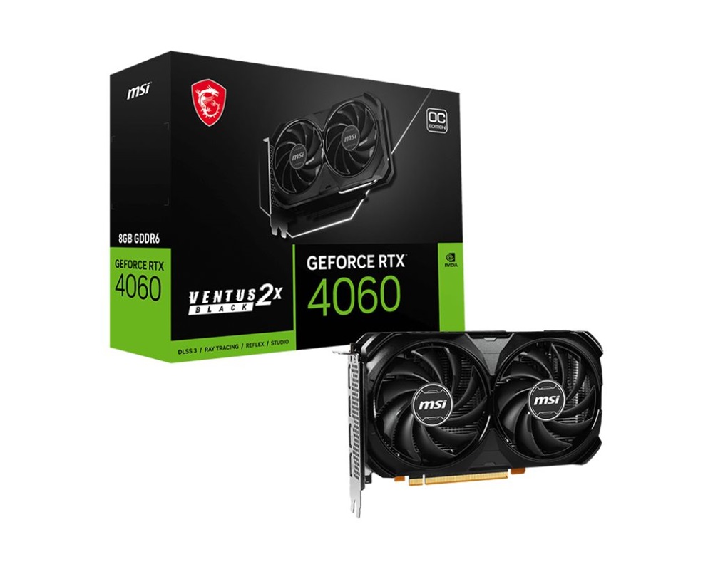 MSI GeForce RTX 4060 VENTUS 2X BLACK 8G OC nVidia 8GB GDDR6 128bit PCIe videókártya
