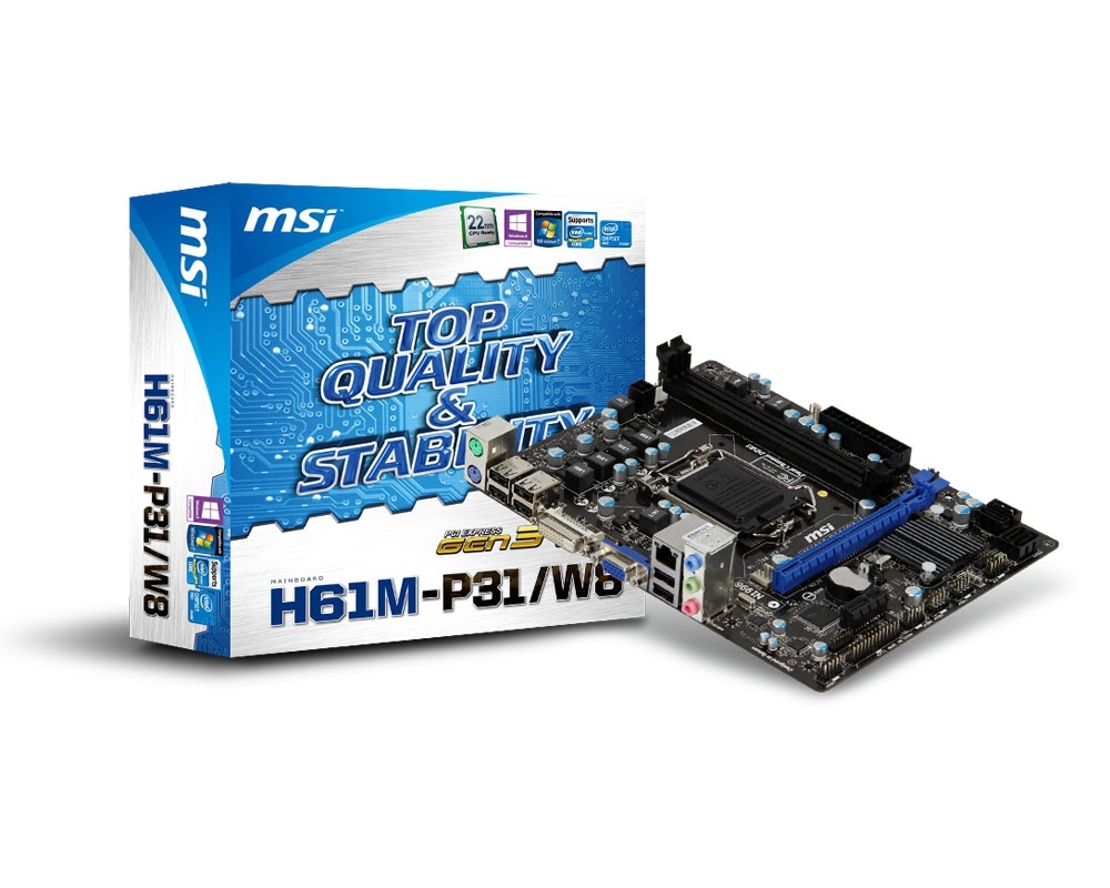 MSI H61M-P31/W8 Intel H61 LGA1155 mATX alaplap