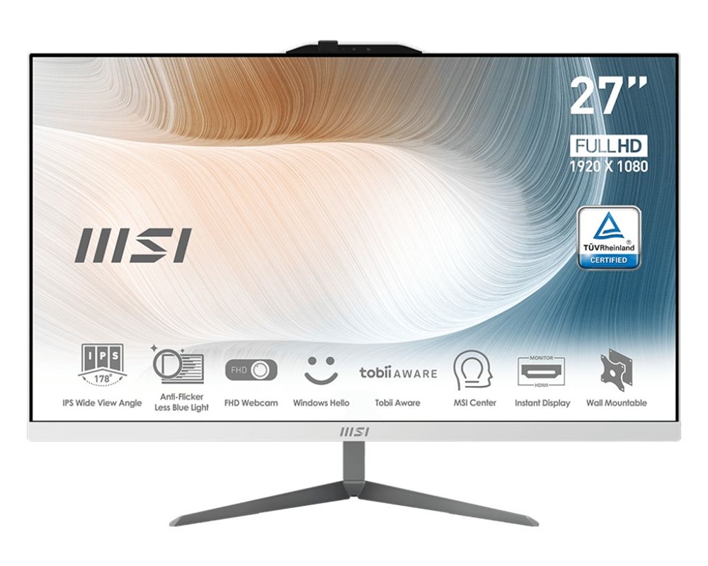 MSI Modern AM272P 12M-1203XEU-W31215U8GS50XXANA 27"FHD/Core i3-1215U/8GB/500GB/fehér All-in-One asztali számítógép