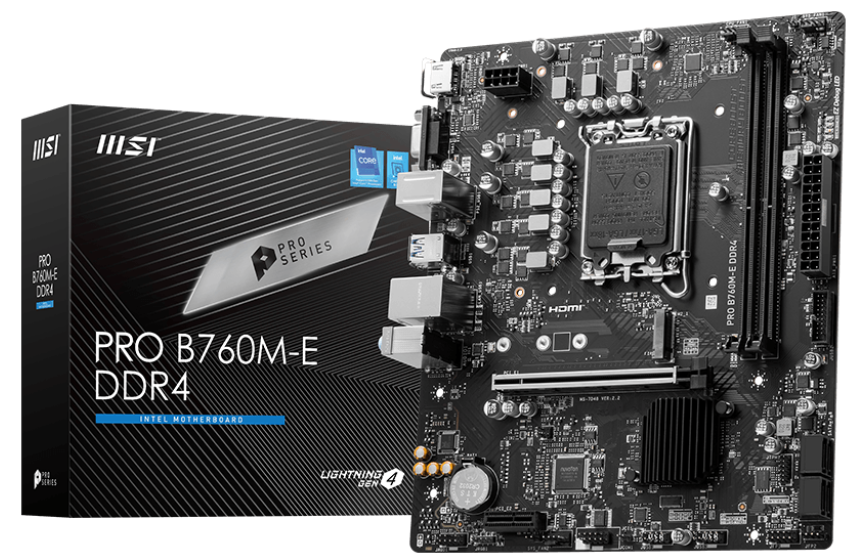 MSI PRO B760M-E DDR4 Intel B760 D4 LGA1700 mATX alaplap