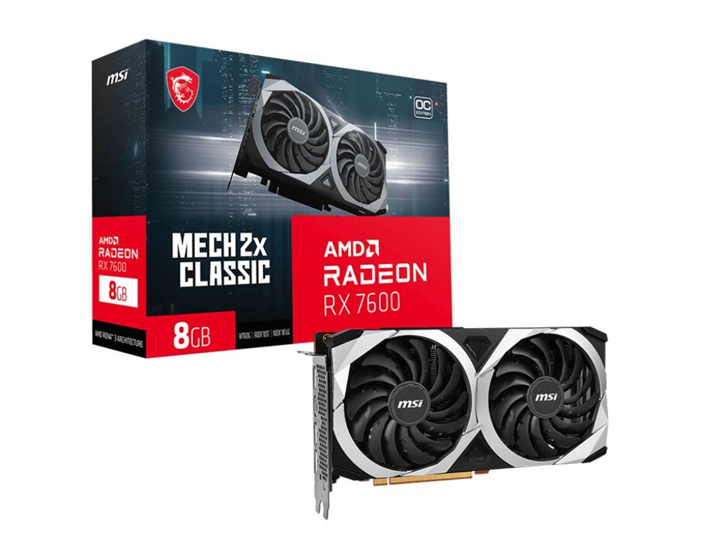 MSI Radeon RX 7600 MECH 2X CLASSIC 8G OC AMD 8GB GDDR6 128bit PCIe videókártya