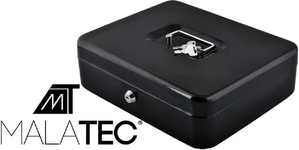 Malatec 30x24x9cm kulcsos fekete pénzkazetta