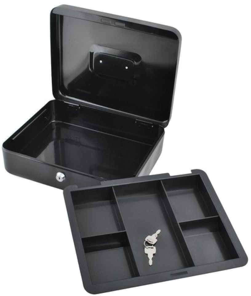 Malatec 30x24x9cm kulcsos fekete pénzkazetta