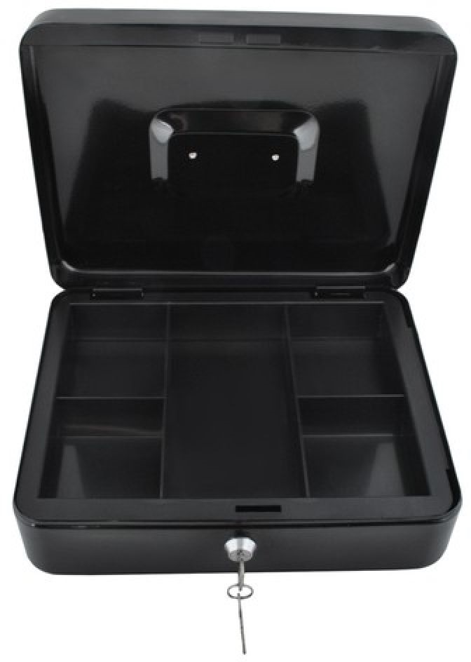 Malatec 30x24x9cm kulcsos fekete pénzkazetta
