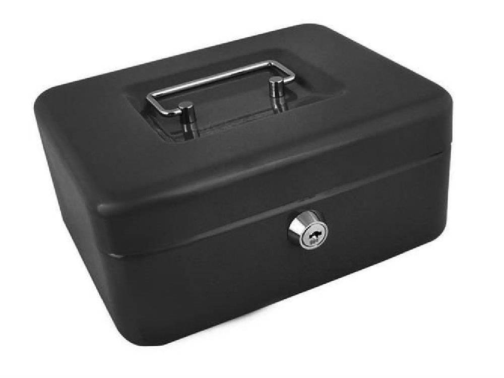 Malatec 20x16x9cm fekete fém kulcsos pénzkazetta