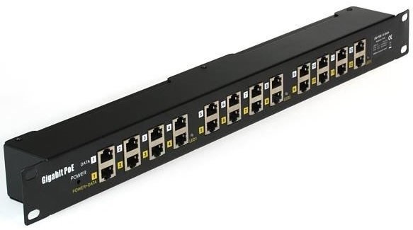 MaxLink 19" 1U 12 Port Gigabit 24V~57V DC PoE Injector