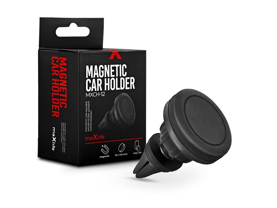 Maxlife TF-0051 univerzális szellőzőrácsba illeszthető mágneses fekete autós telefon tartó