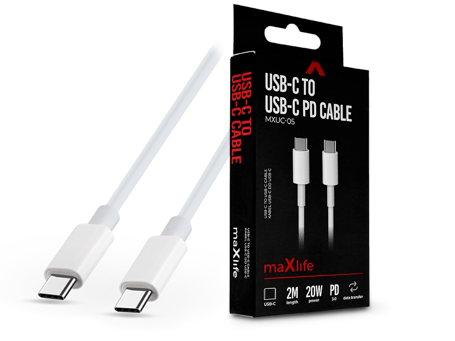 Maxlife TF-0137 Type-C - Type-C 2 m-es vezetékkel PD3.0 - 20W adat- és töltőkábel