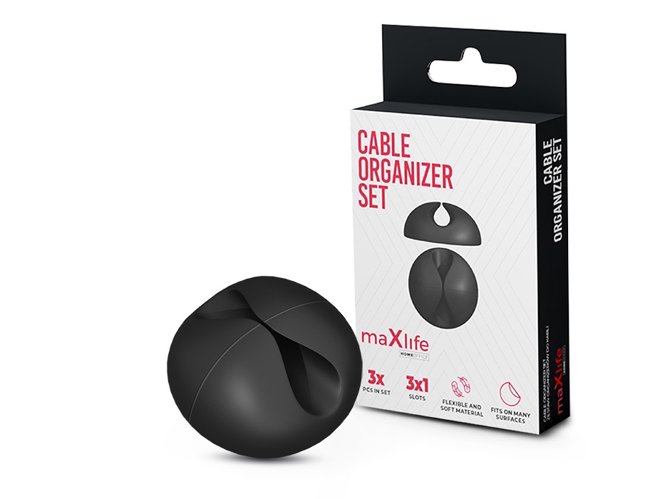 Maxlife TF-0147 - Maxlife Cable Organizer Set - 3 db/csomag kábelrendező szett
