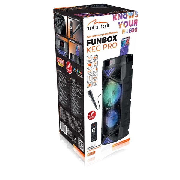 Media-Tech MT3182 FUNBOX KEG PRO XXL hordozható Bluetooth hangszóró