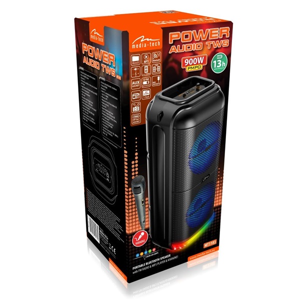 Media-Tech MT3183 BT POWER AUDIO hordozható Bluetooth hangszóró