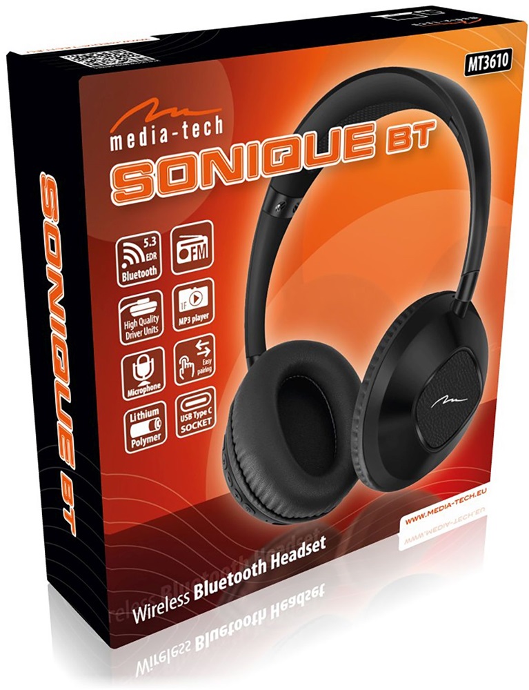 Media-Tech MT3610 SONIQUE BT Bluetooth fekete fejhallgató