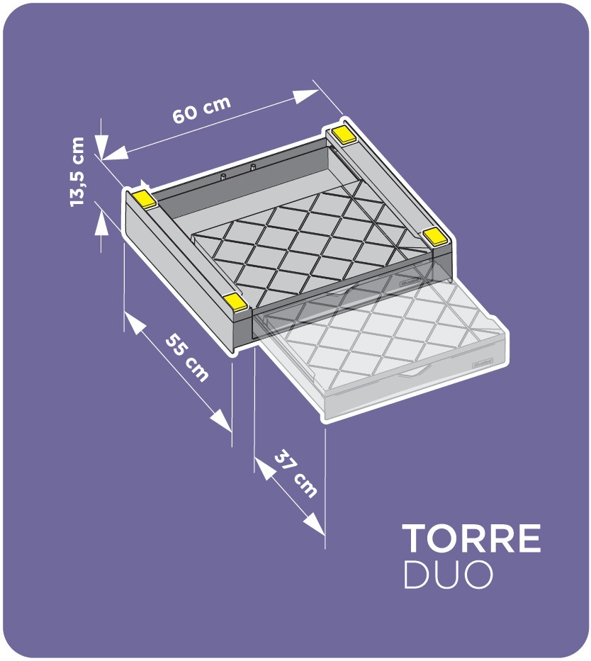 Meliconi Base Torre Duo kihúzható fiókkal mosógép összeépítő keret