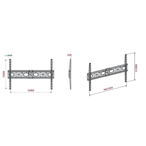 Meliconi EXTRA 900F DW 65"-120" fix erősített fali TV konzol