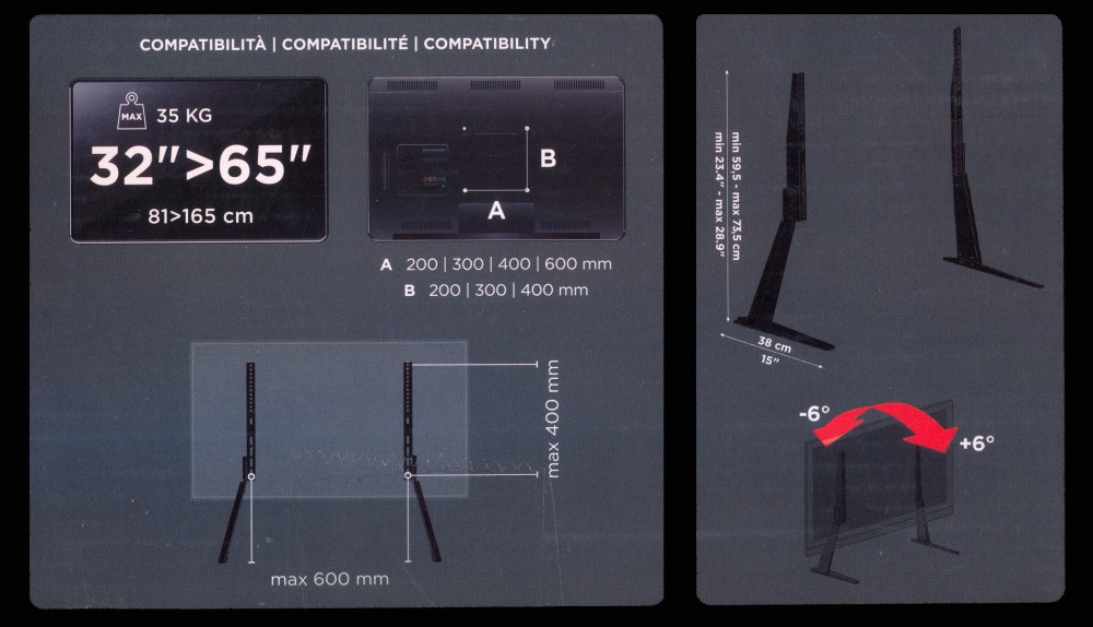 Meliconi Feet 600 32"-65" VESA 600x600 talpas TV állvány