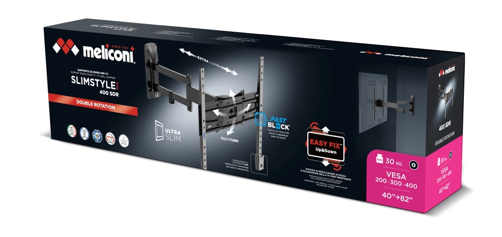 Meliconi SlimStyle Plus 400SDR Fast Block 40"- 82" fali TV konzol