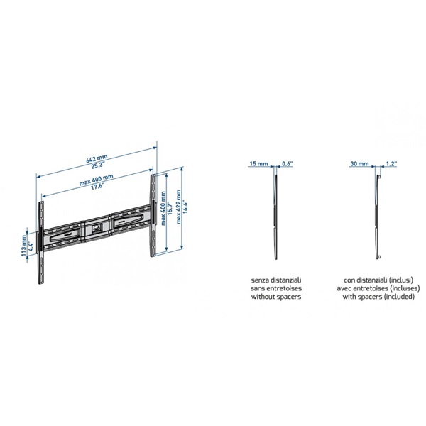 Meliconi Slimstyle Plus 600S DW 50"-86" fix fali TV konzol