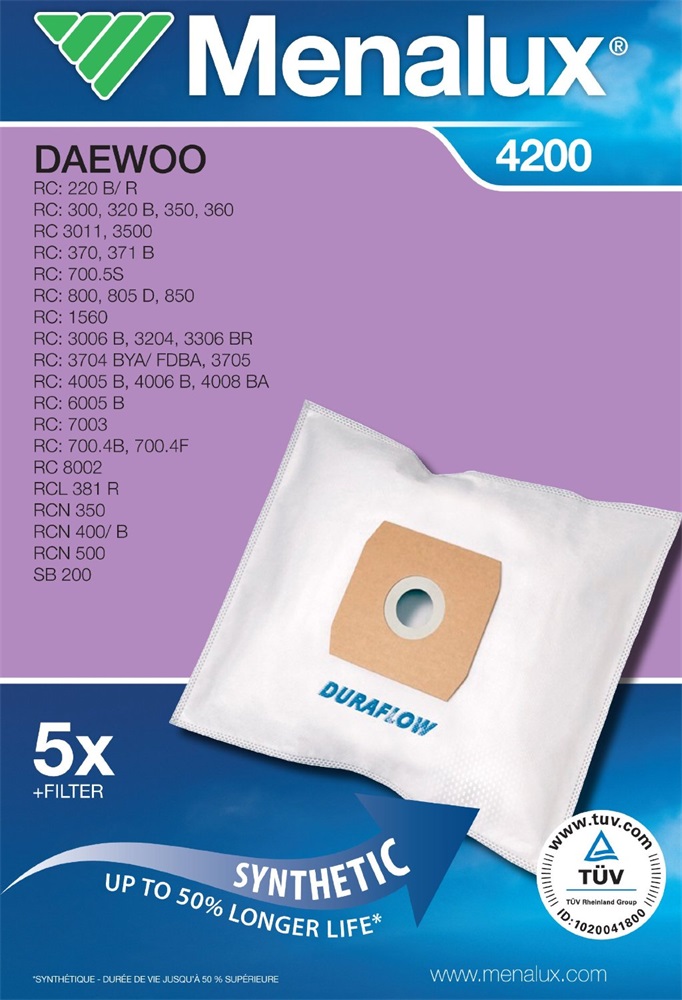 Menalux 4200 5 db szintetikus porzsák+1 mikroszűrő