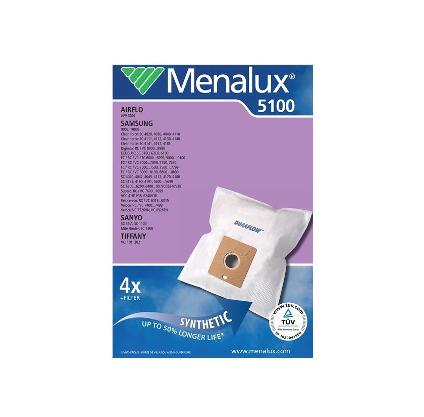 Menalux 5100 4 db szintetikus porzsák+1 motorszűrő