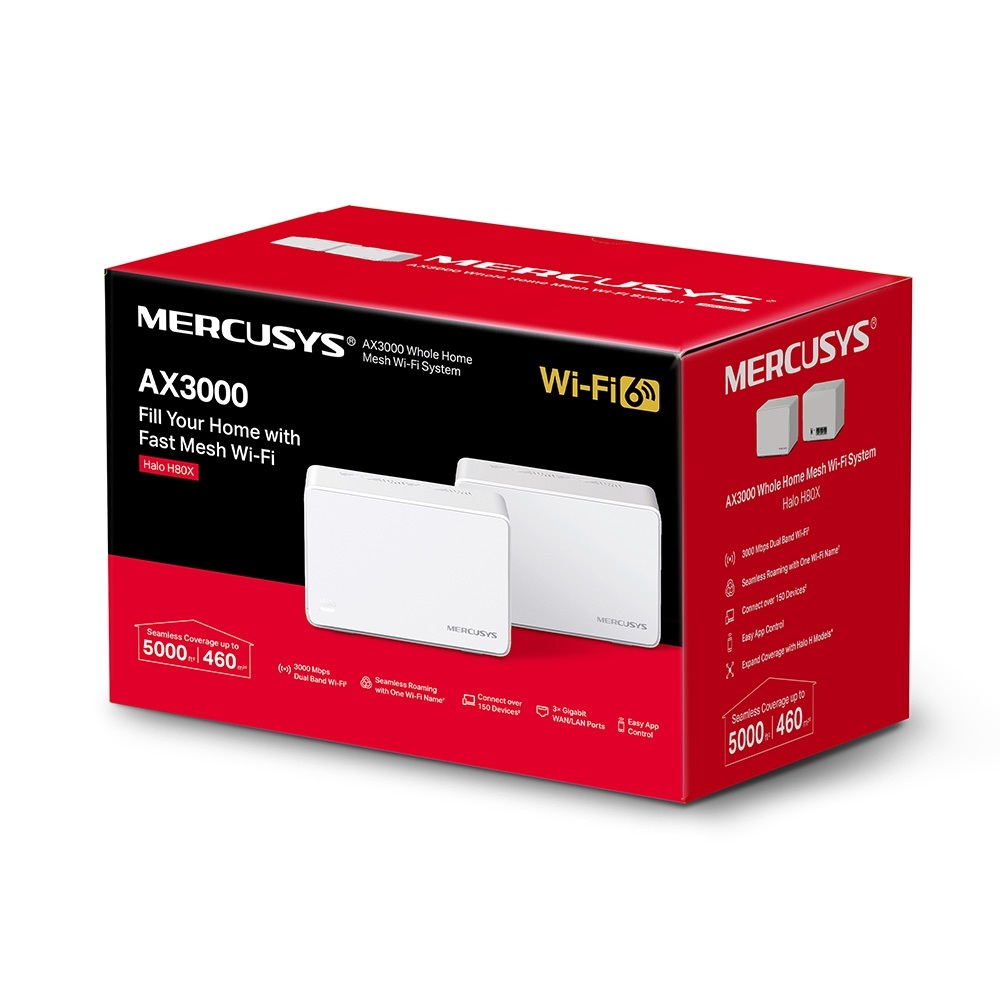 Mercusys Halo H80X(2-pack) AX3000 fehér otthoni Mesh Wi-Fi 6 rendszer (2db) - R