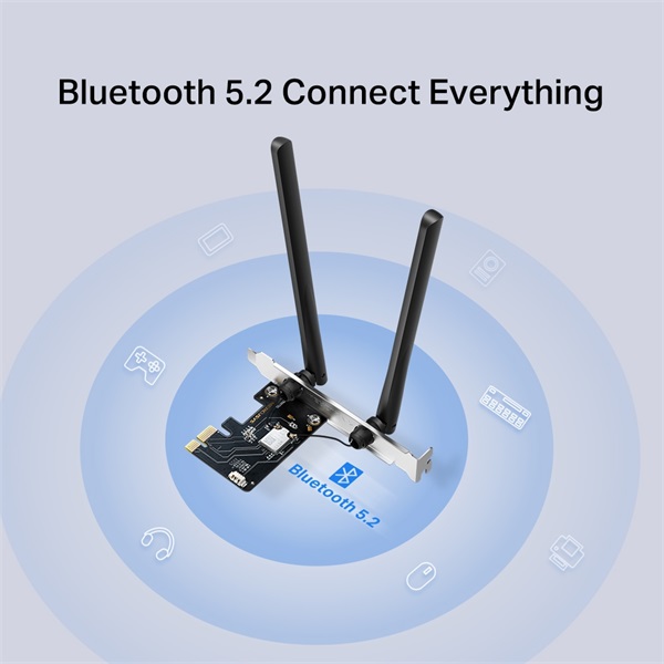 Mercusys MA86XE AXE5400 Wi-Fi 6E Bluetooth 5.2 PCIe fekete adapter