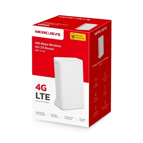 Mercusys MB110-4G 300 Mbps vezeték nélküli fehér N 4G LTE router