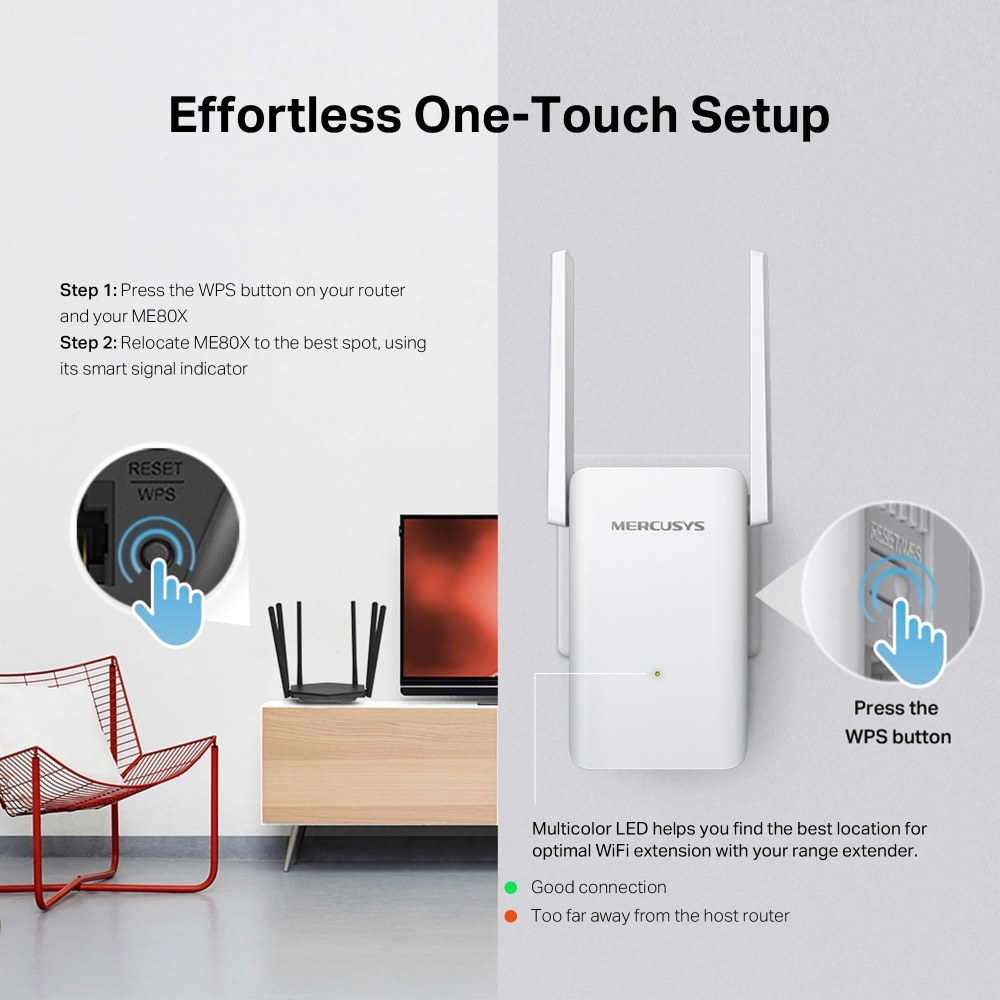 Mercusys ME80X AX3000 Wi-Fi 6 fehér lefedettségnövelő - R
