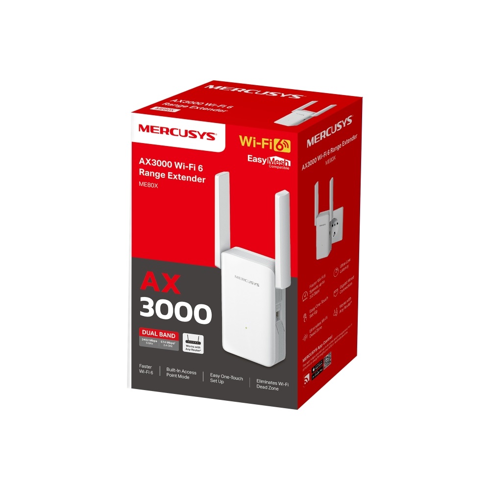 Mercusys ME80X AX3000 Wi-Fi 6 fehér lefedettségnövelő - R