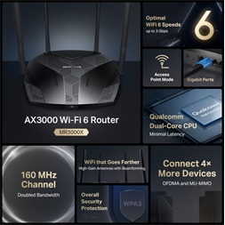 Mercusys MR3000X AX3000 kétsávos Wi-Fi 6 router - R