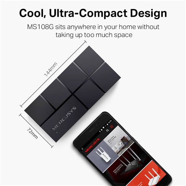 Mercusys MS108G 8 portos 1000Mbps fekete asztali switch