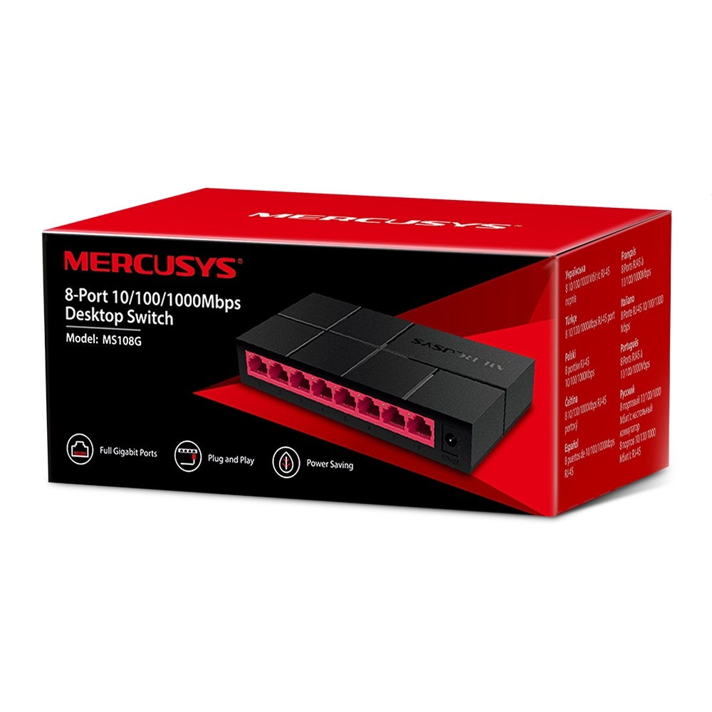 Mercusys MS108G 8 portos 1000Mbps fekete asztali switch