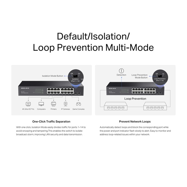 Mercusys MS116GS 16 portos Gigabit rackbe szerelhető fekete asztali switch - R