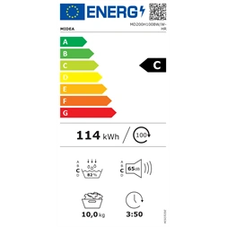 Midea MD200H100BW/W-HR fehér, 10 kg, hőszivattyús szárítógép