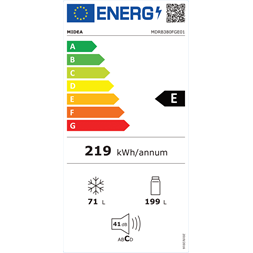 Midea MDRB380FGE01A fehér, alulfagyasztós, Hűtő:199L, Fagyasztó:71L, No frost hűtőszekrény (Újszerű)