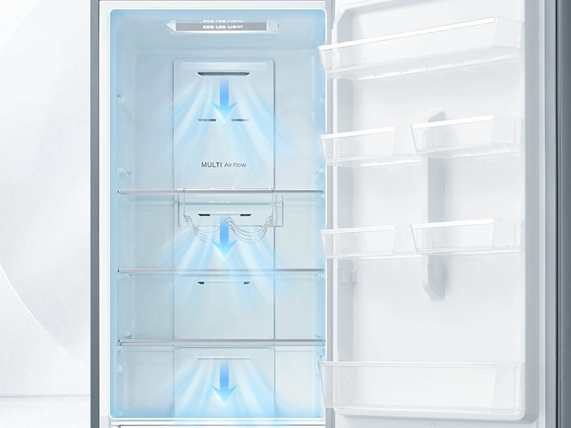 Midea MDRB489FGE02OE inox, alulfagyasztós, Hűtő: 247L, Fagyasztó:83L, No frost hűtőszekrény