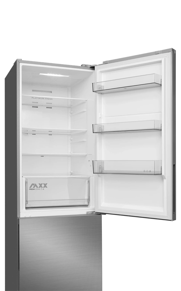 Midea MDRB548MME46 Space master inox, alulfagyasztós, Hűtő: 271L, Fagyasztó:130L, No frost hűtőszekrény