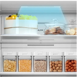 Midea MDRB548MME46 Space master inox, alulfagyasztós, Hűtő: 271L, Fagyasztó:130L, No frost hűtőszekrény