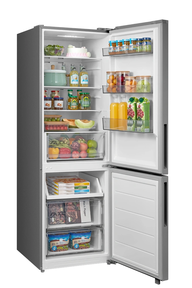 Midea MDRB548MME46 Space master inox, alulfagyasztós, Hűtő: 271L, Fagyasztó:130L, No frost hűtőszekrény