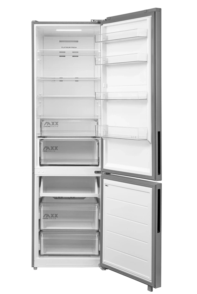 Midea MDRB600MME46 inox, alulfagyasztós, Hűtő: 313L, Fagyasztó:130L, Total No frost hűtőszekrény