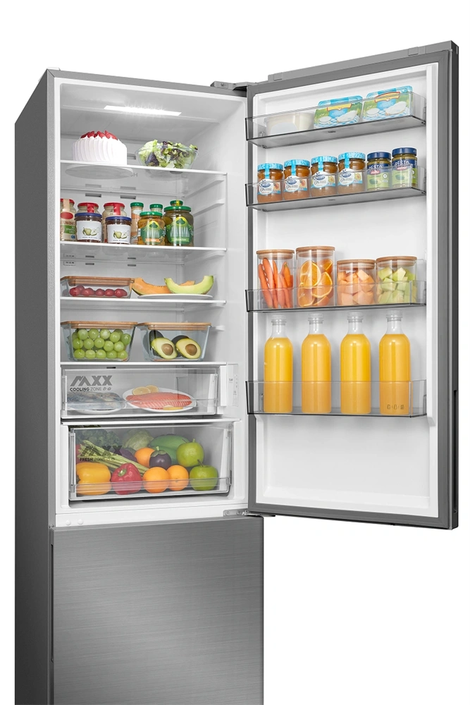 Midea MDRB600MME46 inox, alulfagyasztós, Hűtő: 313L, Fagyasztó:130L, Total No frost hűtőszekrény