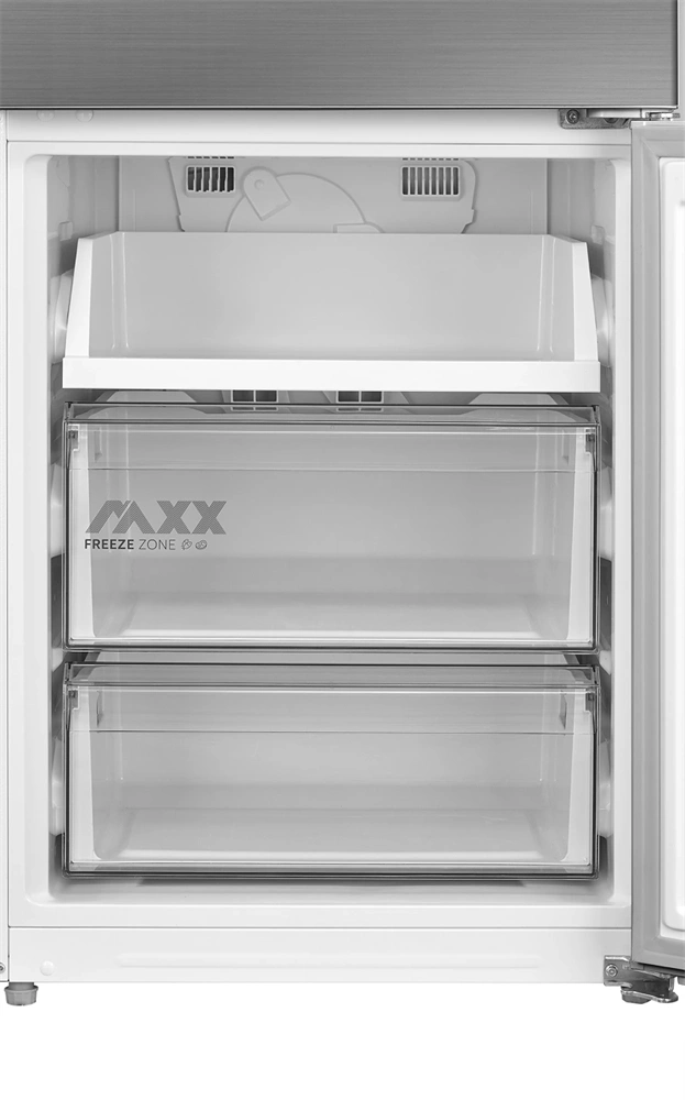 Midea MDRB600MME46 inox, alulfagyasztós, Hűtő: 313L, Fagyasztó:130L, Total No frost hűtőszekrény